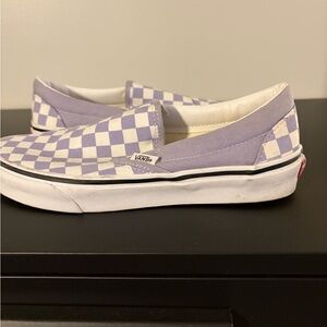 Vans Checkered Slip-On Shoes - Purple and White